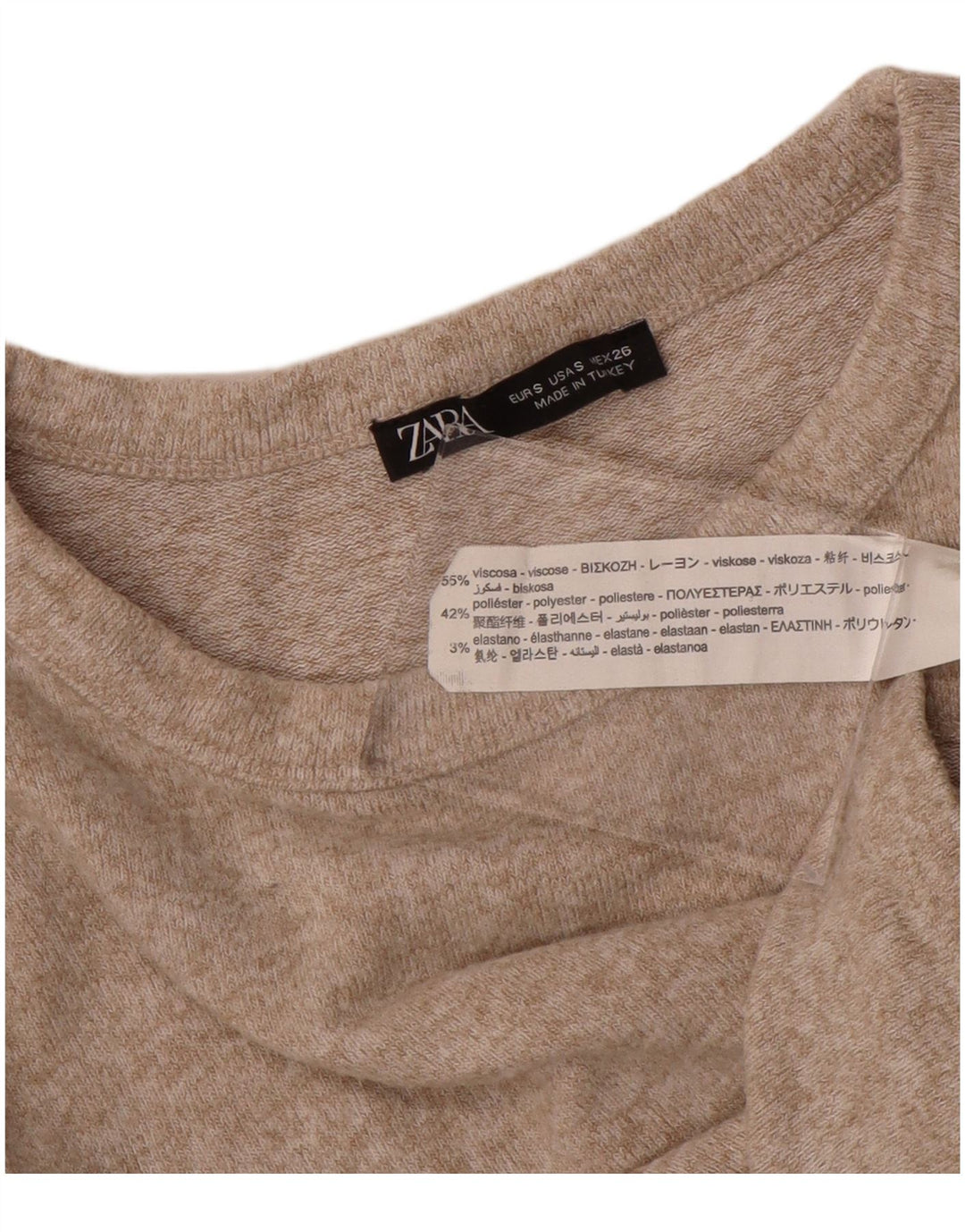 Top corto da donna Zara a maniche lunghe UK 8 Small Beige