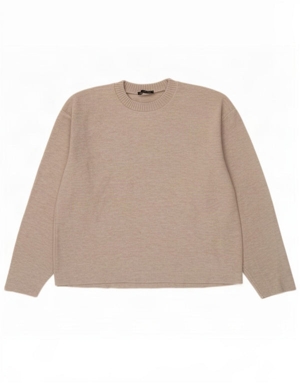 Top in camicetta da donna Zara UK 14 Poliestere beige medio