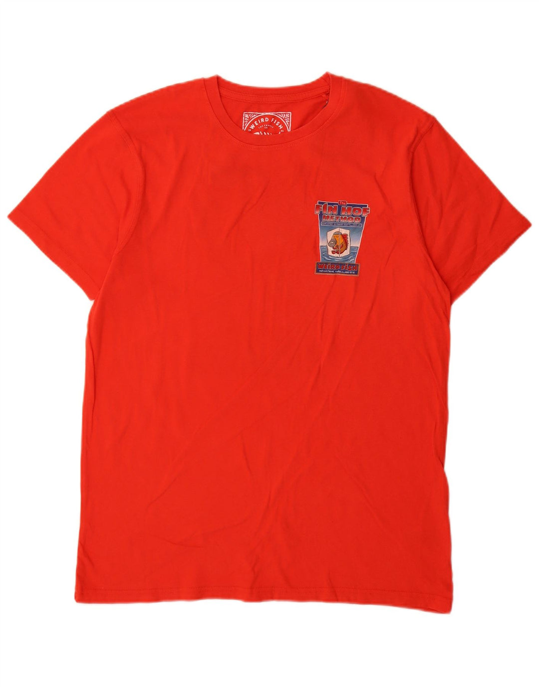 T-shirt grafica da uomo Weird Fish Top in cotone rosso medio