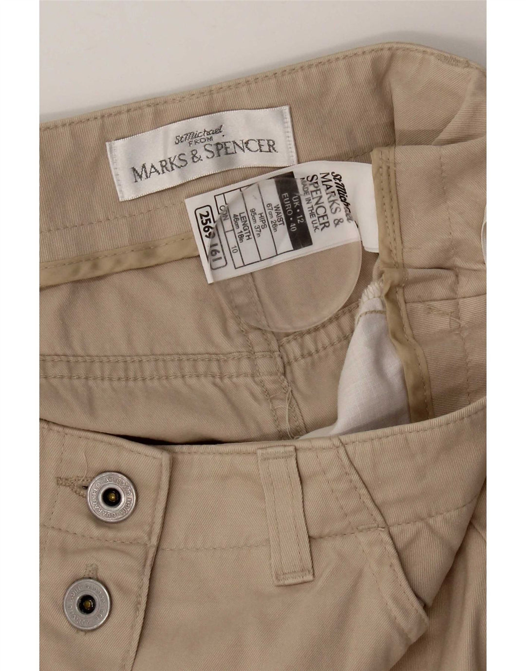 Minigonna da donna Marks & Spencer UK 12 media W28 cotone beige