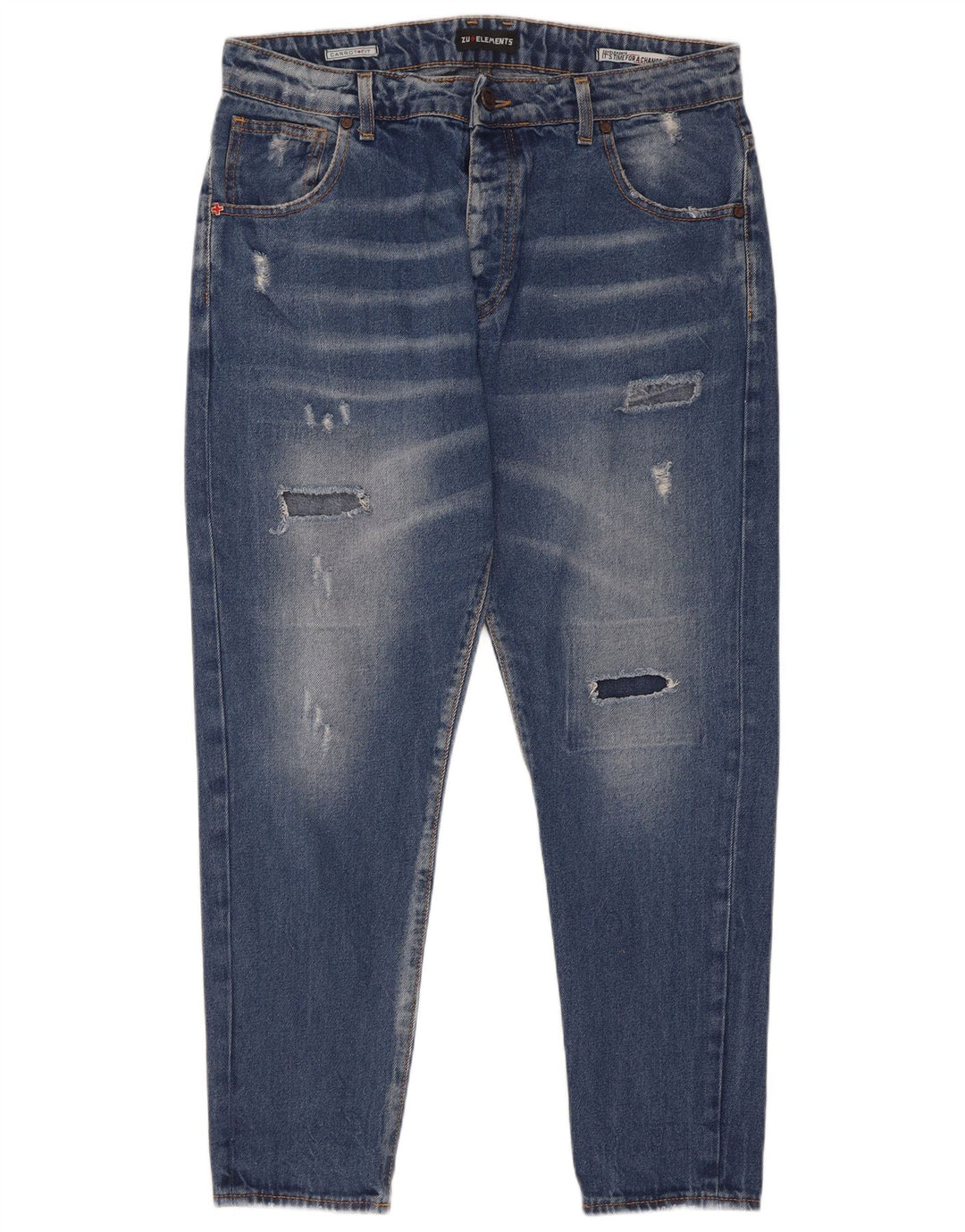 Jeans slim carota da uomo invecchiati Zu Elements W32 L28 cotone blu