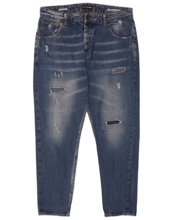 Jeans slim carota da uomo invecchiati Zu Elements W32 L28 cotone blu