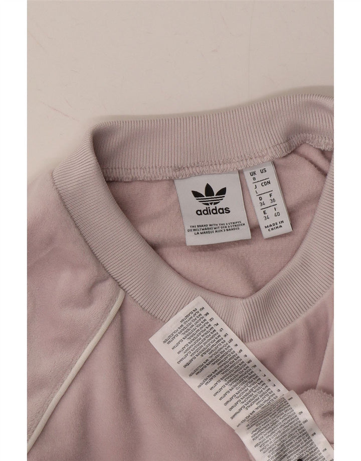 ADIDAS Womens Velour Graphic Top Long Sleeve UK 8 Small Pink Polyester Vintage Adidas and Second-Hand Adidas from Messina Hembry 