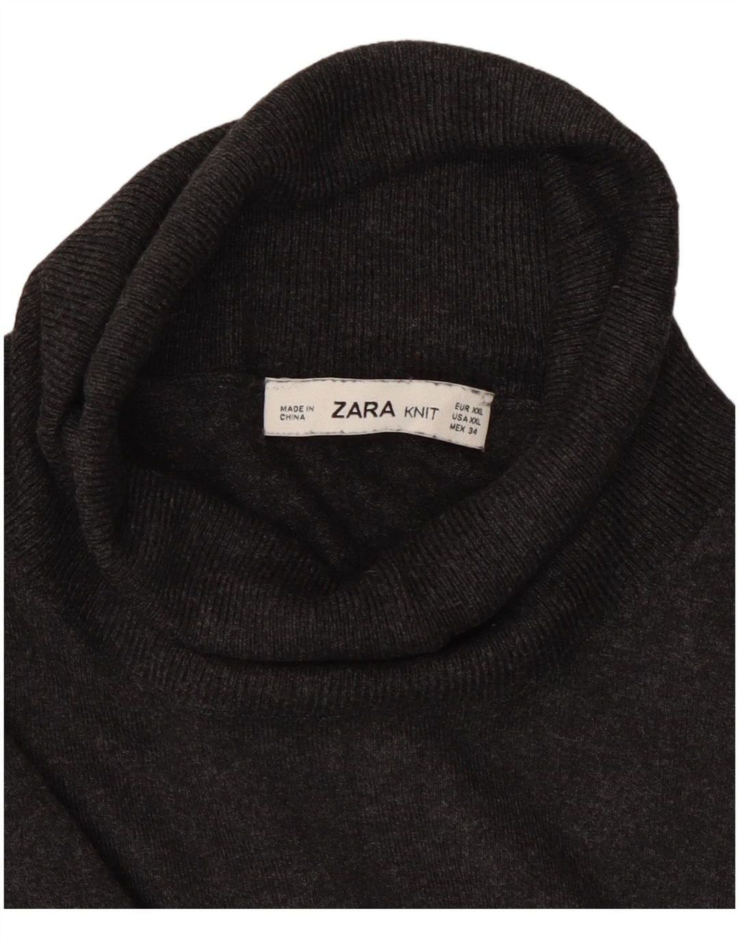 Maglione maglione collo alto da donna Zara UK 20 2XL grigio screziato