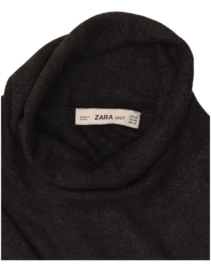 Maglione maglione collo alto da donna Zara UK 20 2XL grigio screziato