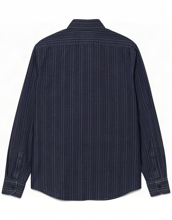 Camicia Trussardi Jeans Uomo Large in cotone a righe blu navy
