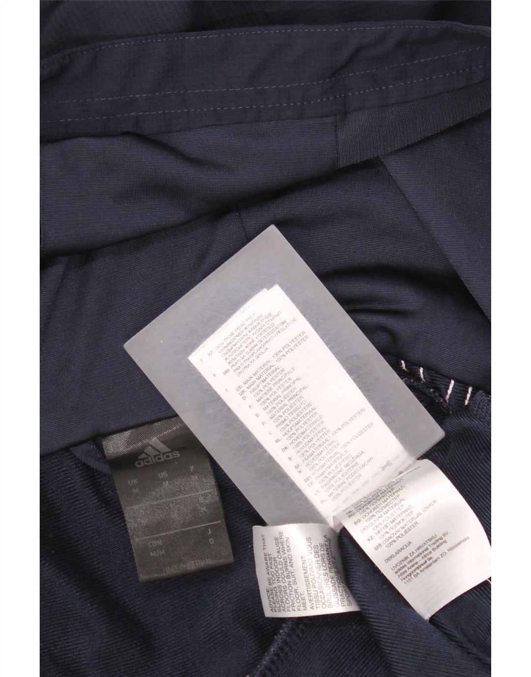 Felpa con cappuccio da uomo Adidas con zip e collo, media, in poliestere blu navy
