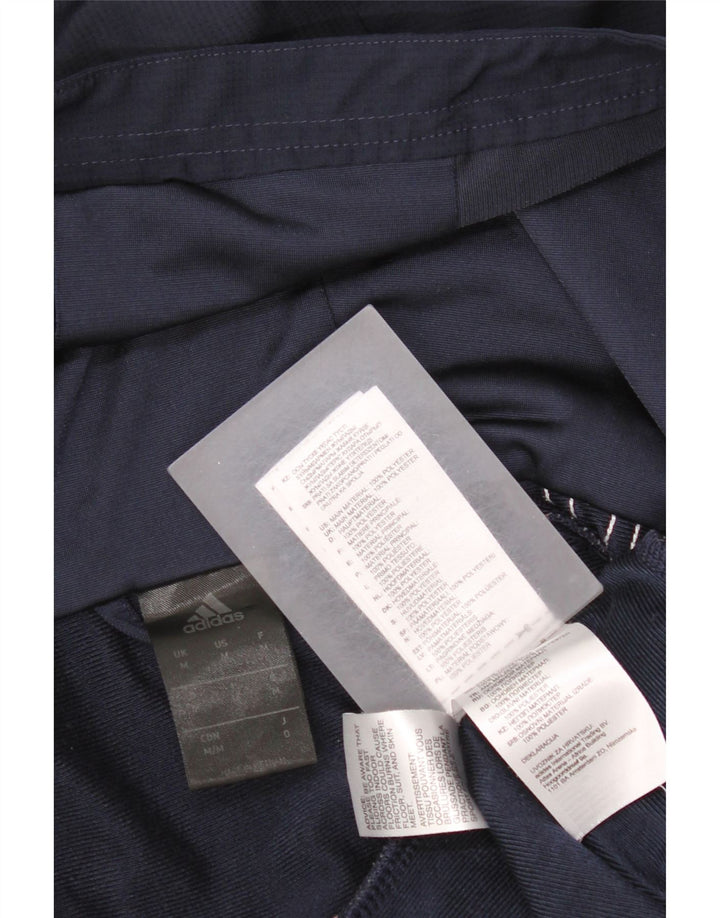 Felpa con cappuccio da uomo Adidas con zip e collo, media, in poliestere blu navy