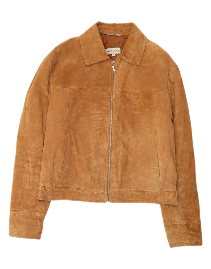 TERRANOVA Womens Suede Jacket UK 18 XL Brown Leather