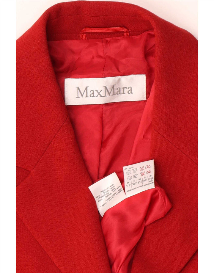 Giacca blazer a 3 bottoni da donna Max Mara UK 8 piccola lana rossa