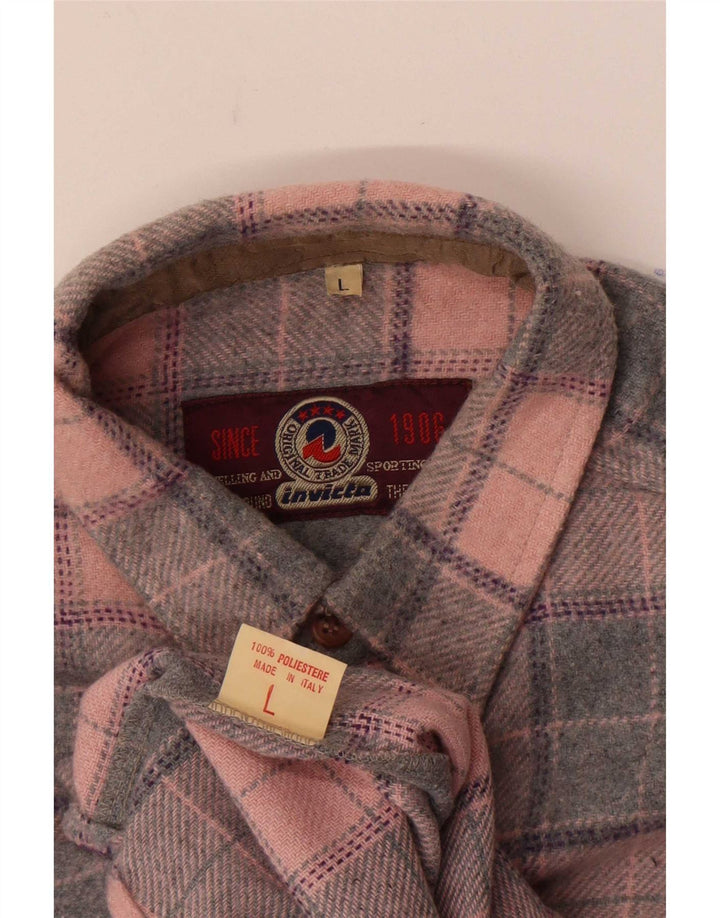 Camicia Invicta da uomo in flanella, poliestere a quadri grandi rosa