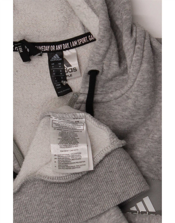 Maglione con cappuccio e zip Adidas da uomo in cotone grigio medio