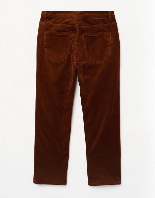Pantaloni di velluto a coste a vita alta da donna Marks & Spencer UK 16 Large W34 L27 Bro