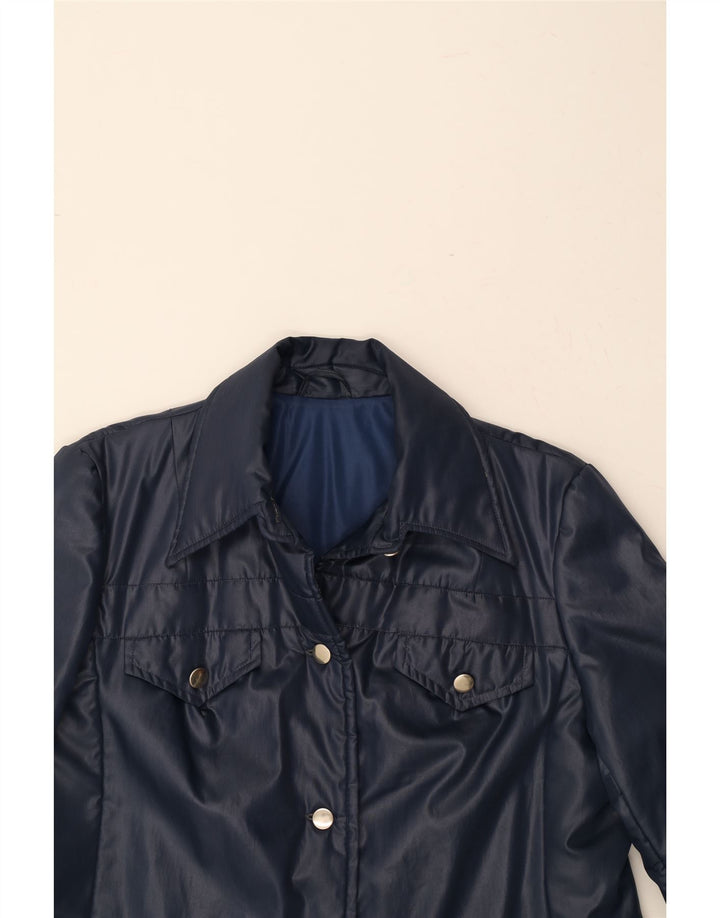 VINTAGE Womens Overcoat UK 18 XL Navy Blue Vintage Vintage and Second-Hand Vintage from Messina Hembry 
