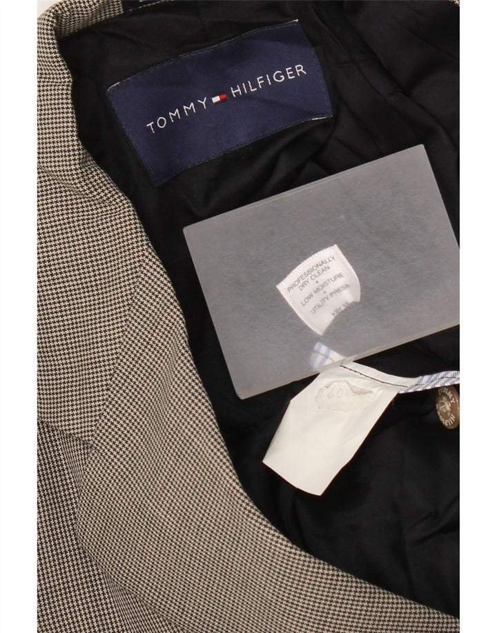 Giacca blazer a 3 bottoni da uomo Tommy Hilfiger UK 40 grande pied de poule grigio