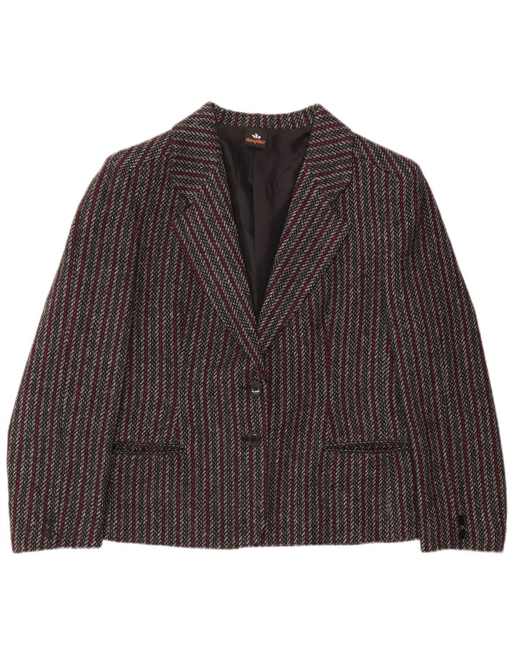 ELENA MIRO Giacca Blazer a 2 Bottoni da Donna UK 14 Grandi Righe Grigie