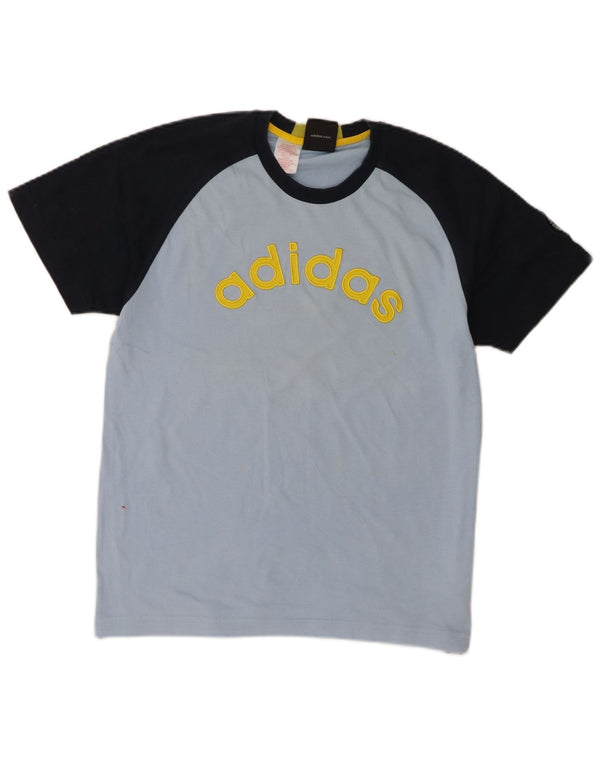 Maglietta grafica Adidas da ragazzo, 13-14 anni, in cotone color block blu