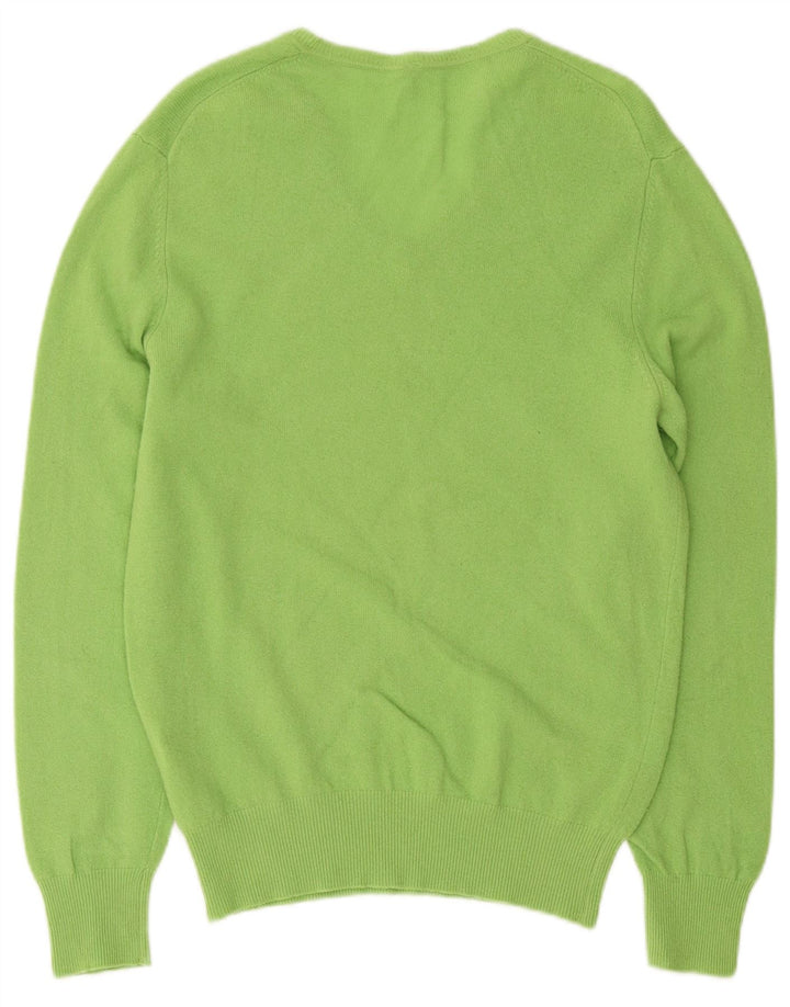 Maglione da donna con scollo a V Benetton UK 14 Lana verde medio