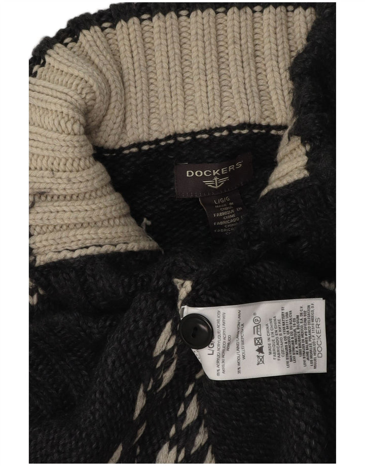 Maglione da uomo Dockers con collo a bottoni, grande acrilico grigio Fair Isle