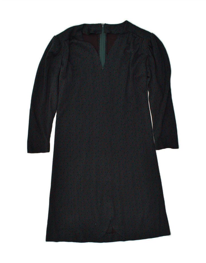 VINTAGE Womens Basic Dress UK 12 Medium  Navy Blue Geometric | Vintage Vintage | Thrift | Second-Hand Vintage | Used Clothing | Messina Hembry 