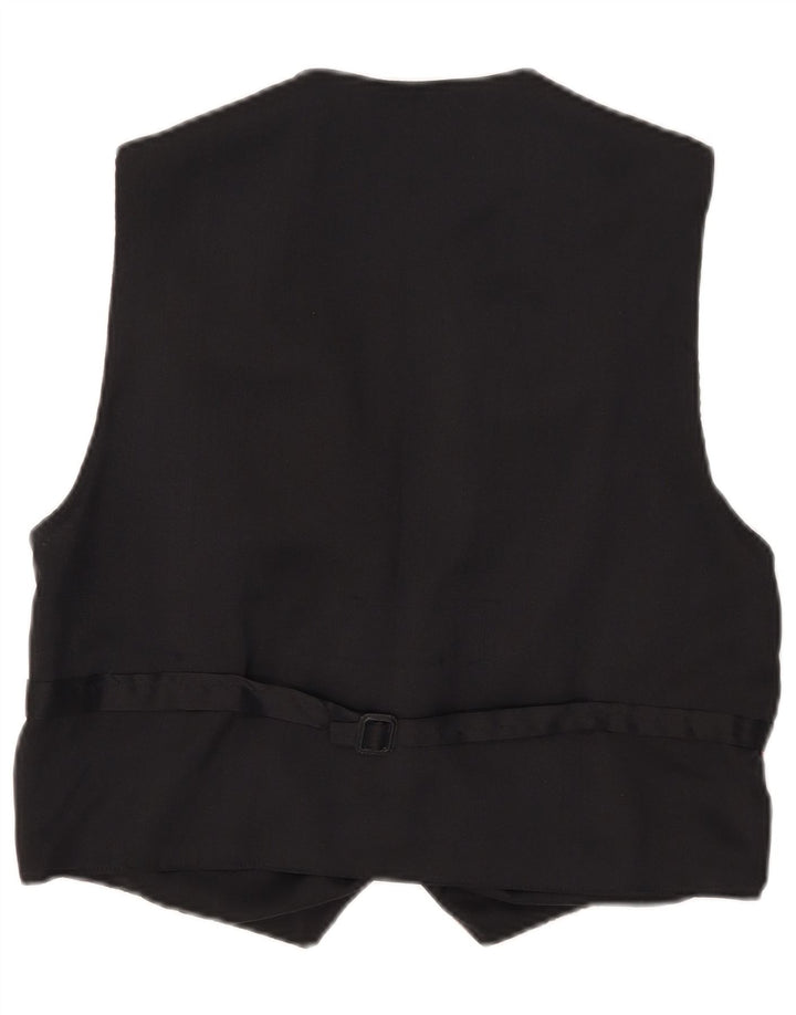 Gilet da donna vintage UK 14 medio nero geometrico