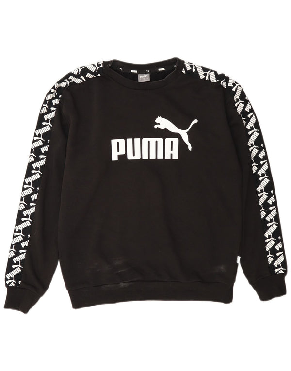 Felpa oversize con grafica da donna Puma UK 6 XS cotone nero