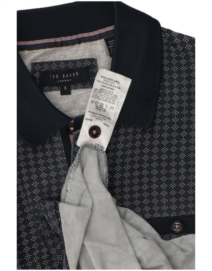 Polo da uomo Ted Baker taglia 3 media blu navy geometrica