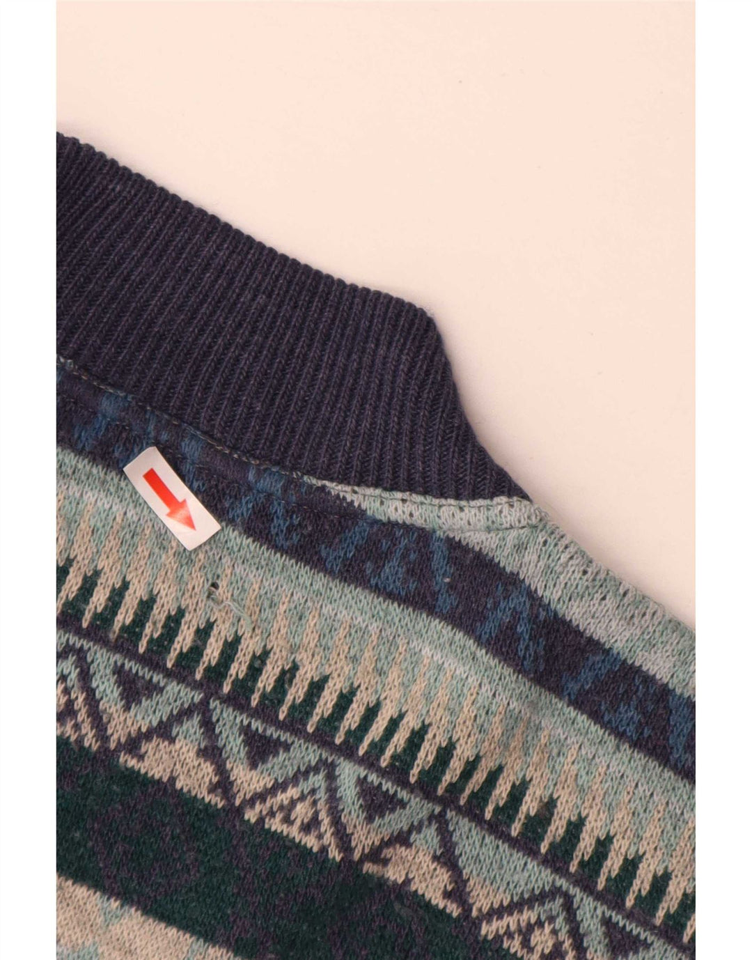 Maglione vintage da uomo con collo alto e maglione XL blu navy geometrico