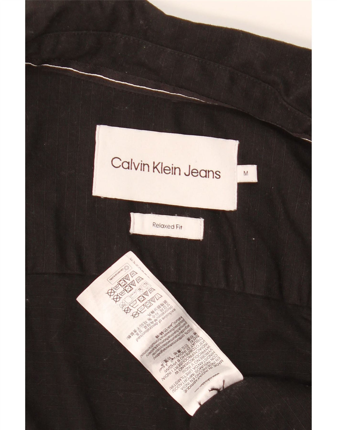 Camicia da uomo dalla vestibilità rilassata Calvin Klein, cotone nero medio