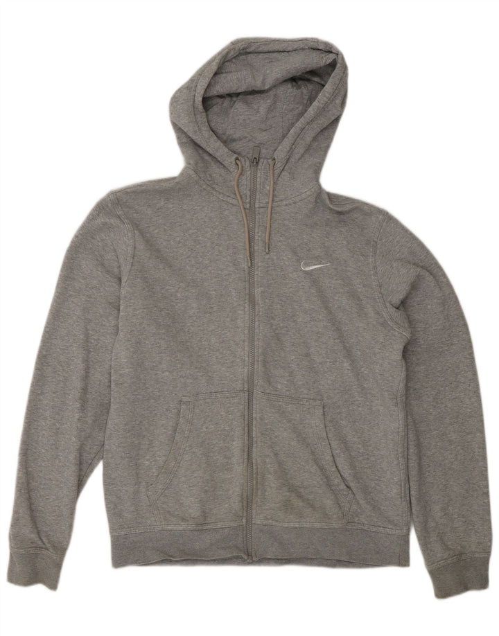 Felpa con cappuccio e zip Nike da uomo in cotone screziato grigio medio
