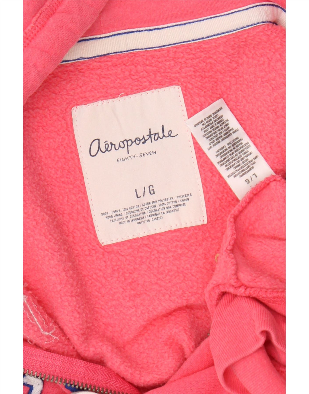 Maglione con cappuccio e zip grafica da donna AEROPOSTALE UK 16 grande cotone rosa