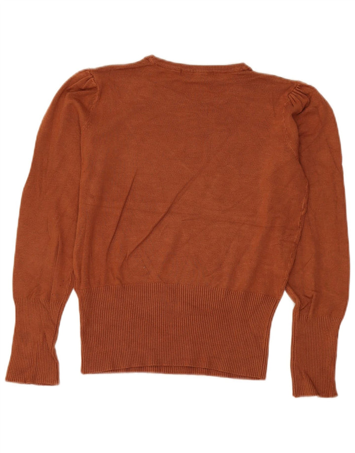 Maglione maglione girocollo corto da donna Marks & Spencer UK 8 piccolo marrone