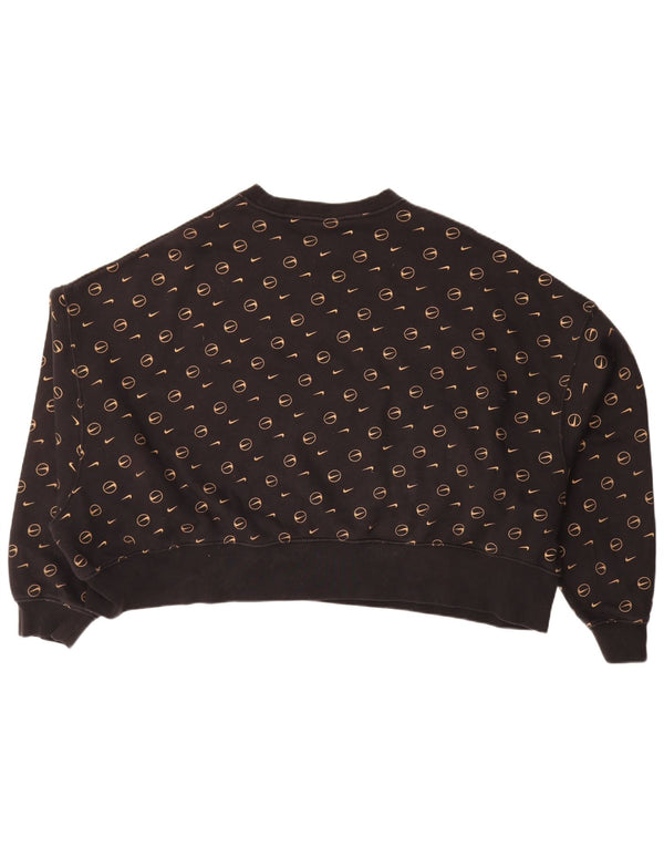 Felpa Nike da donna vestibilità ampia, maglione UK 18 XL, cotone geometrico marrone