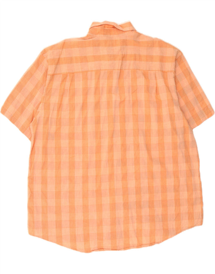 IZOD Mens Short Sleeve Shirt 2XL Orange Check Cotton Vintage Izod and Second-Hand Izod from Messina Hembry 
