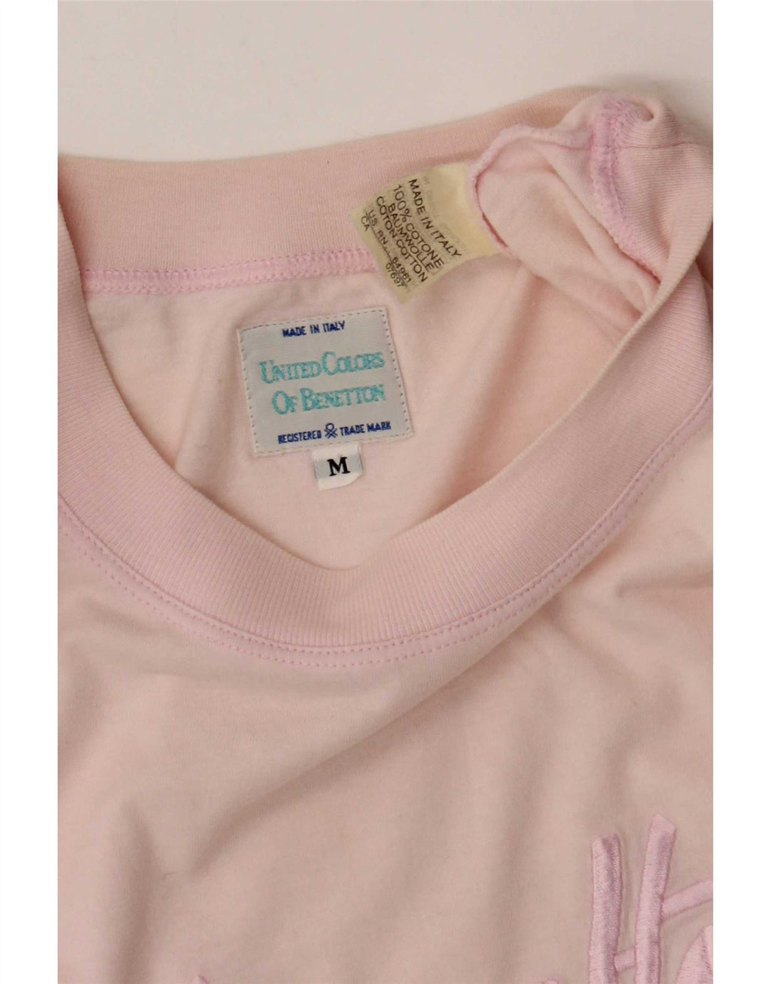 T-shirt grafica oversize da donna Benetton Top UK 14 cotone rosa medio