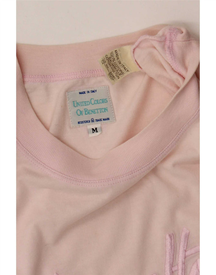 T-shirt grafica oversize da donna Benetton Top UK 14 cotone rosa medio