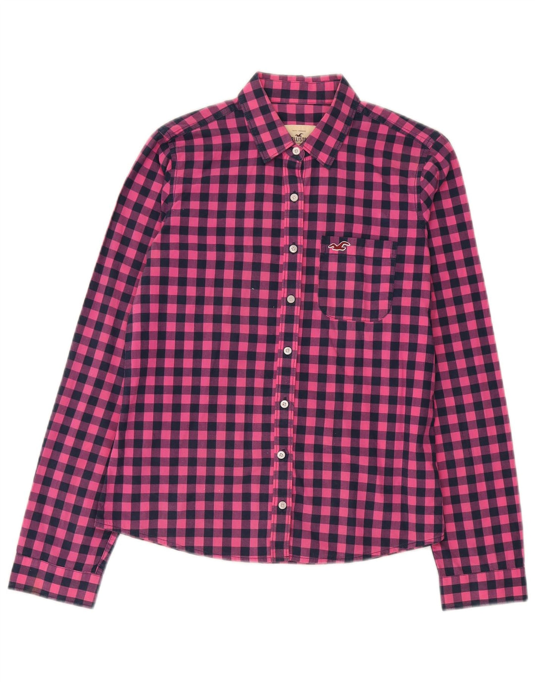 Camicia Hollister da donna UK 14 cotone a quadretti rosa medio