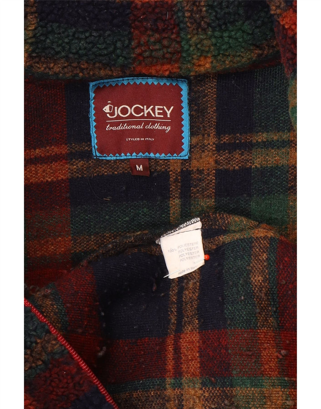 Giacca in pile con cappuccio da uomo Jockey UK 38 Poliestere scozzese medio multicolore