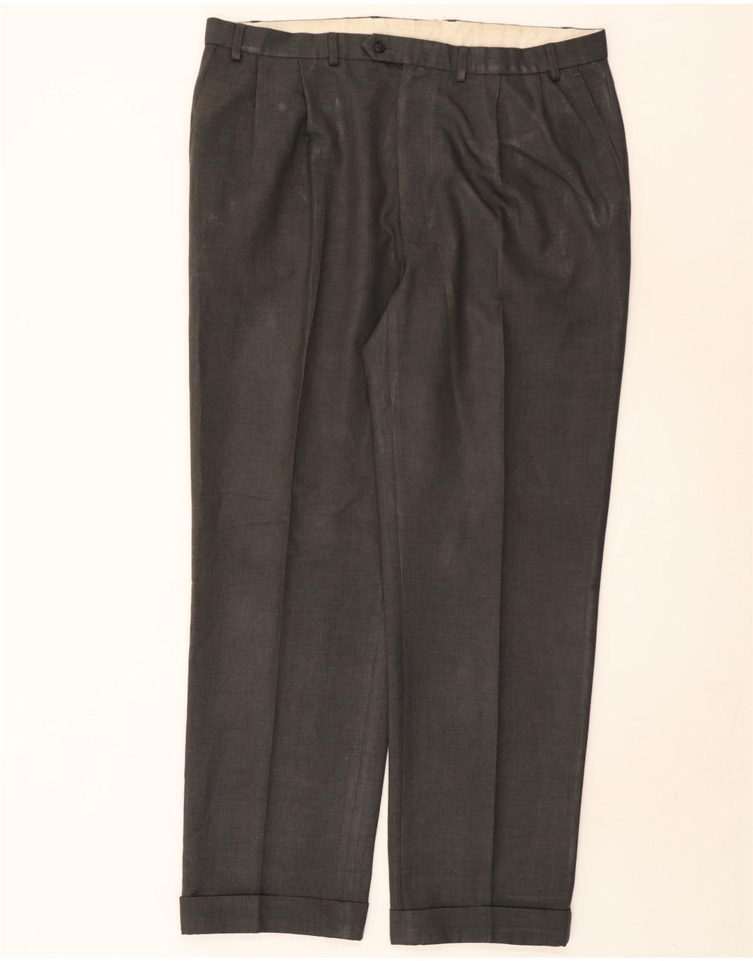 Pantaloni da abito con pegging da uomo Marks & Spencer W40 L33 poliestere grigio