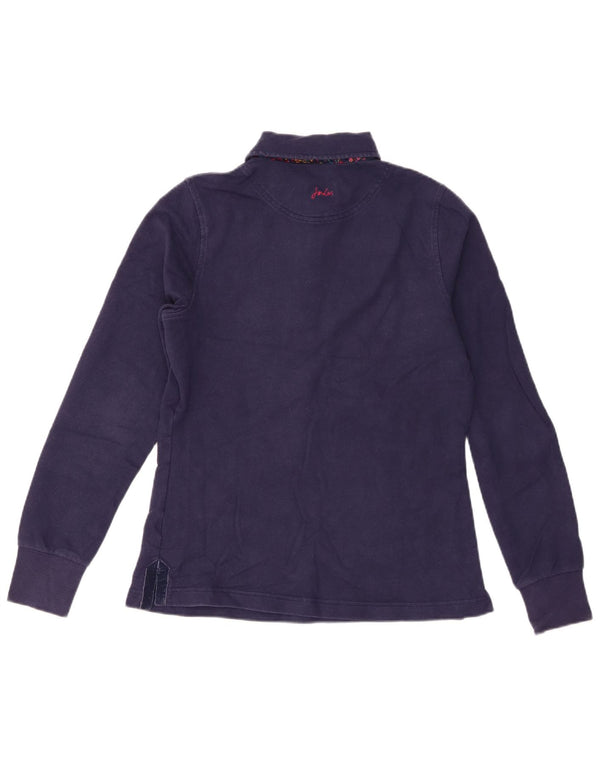 Polo grafica da donna a maniche lunghe Joules UK 12 cotone medio blu navy