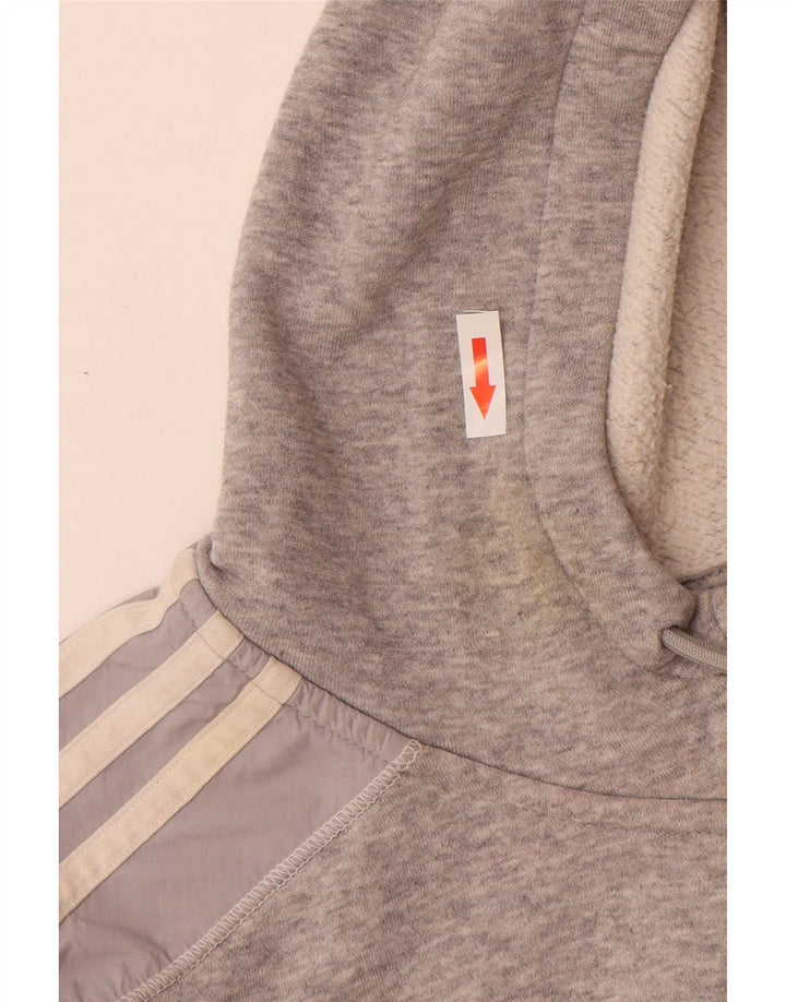 Maglione con cappuccio e zip Adidas da uomo grande in cotone grigio