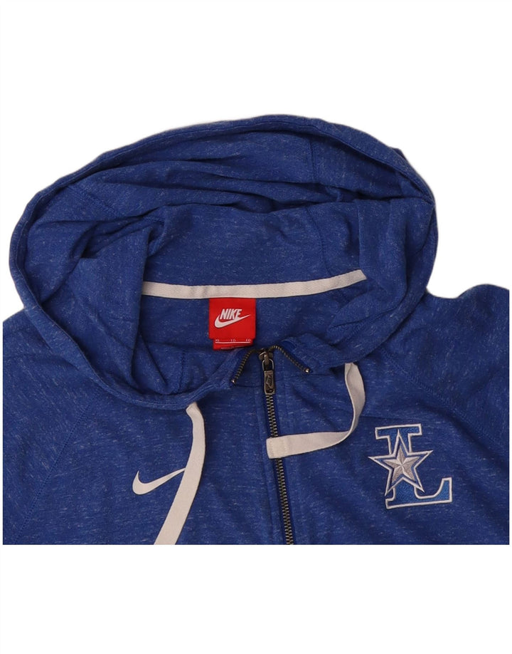 NIKE Womens Zip Hoodie Sweater UK 18 XL Blue Flecked Polyester