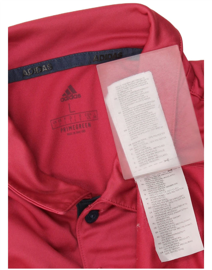 Polo Adidas da uomo Primegreen grande in poliestere a righe rosse