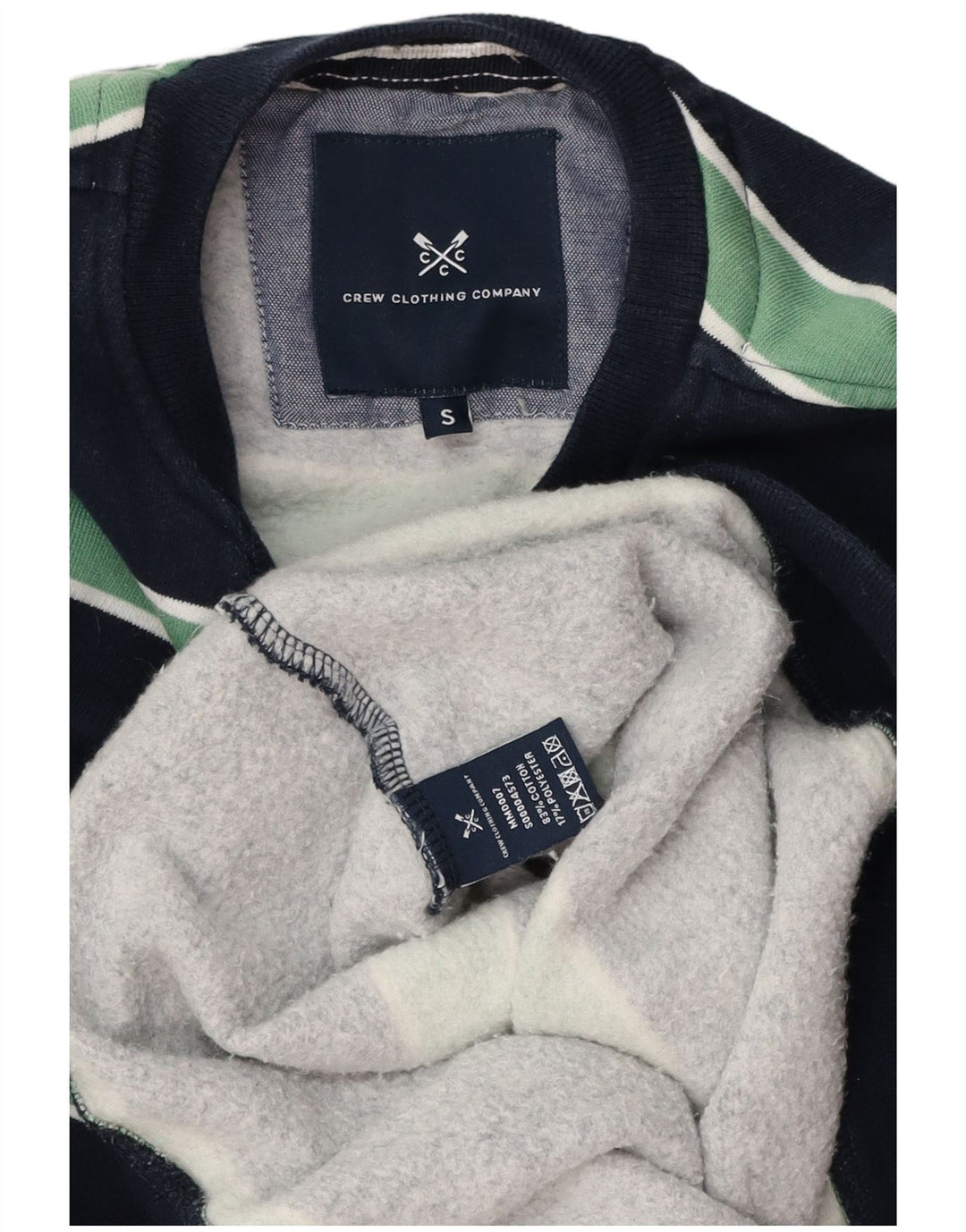 Crew Clothing Felpa da uomo Maglione piccolo in cotone a righe blu navy