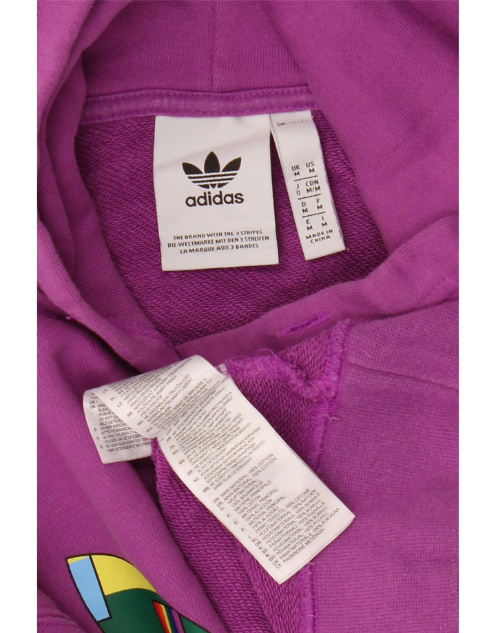 Maglione con cappuccio grafico oversize da uomo Adidas in cotone viola medio