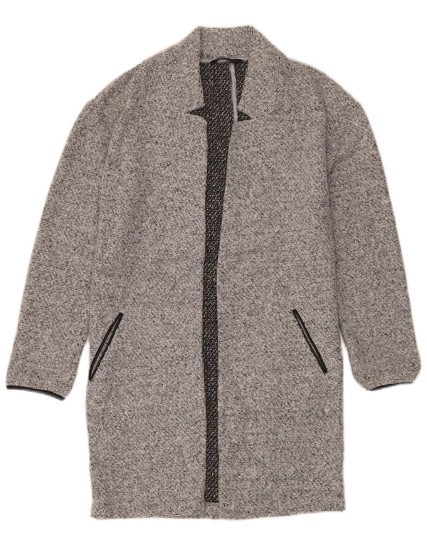 MARKS & SPENCER Cappotto aperto oversize da donna UK 6 XS Grigio chiazzato