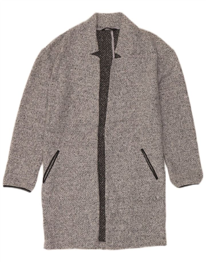MARKS & SPENCER Cappotto aperto oversize da donna UK 6 XS Grigio chiazzato