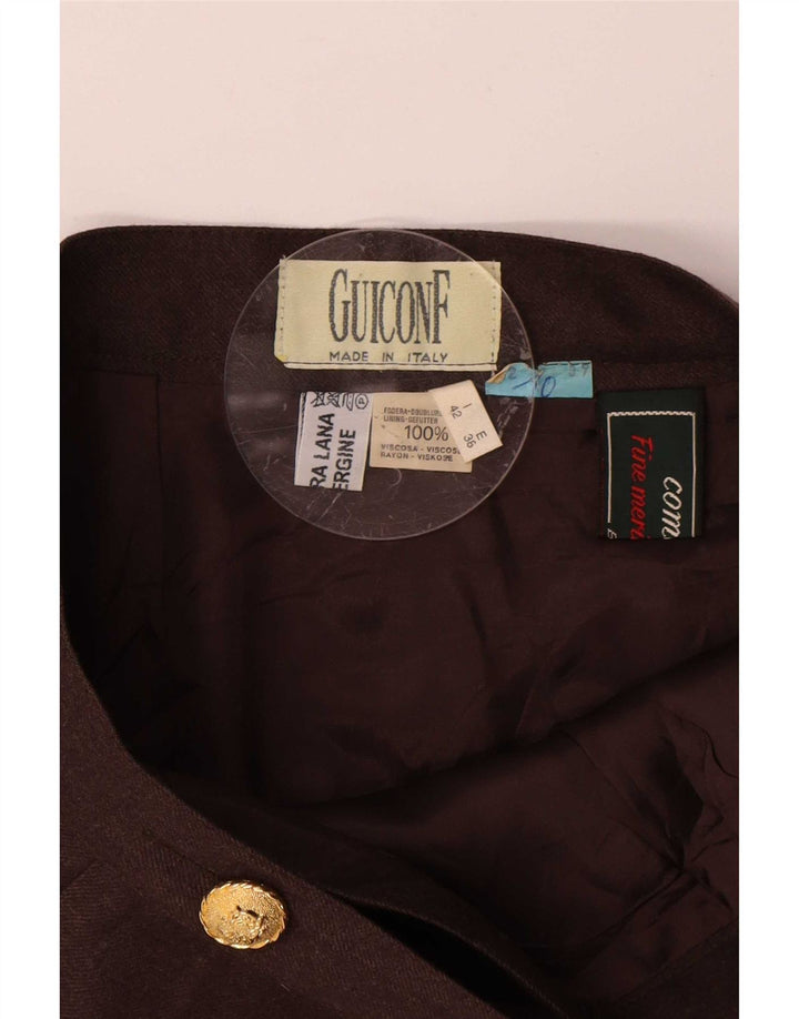 Gonna a portafoglio vintage da donna IT 42 media W28 viscosa marrone