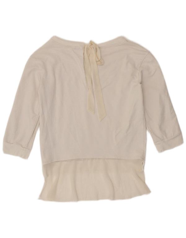 Felpa Donna Liu Jo Manica 3/4 Maglia IT 40 Small Cotone Bianco