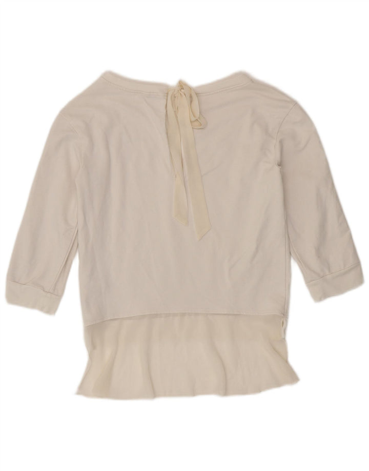 Felpa Donna Liu Jo Manica 3/4 Maglia IT 40 Small Cotone Bianco